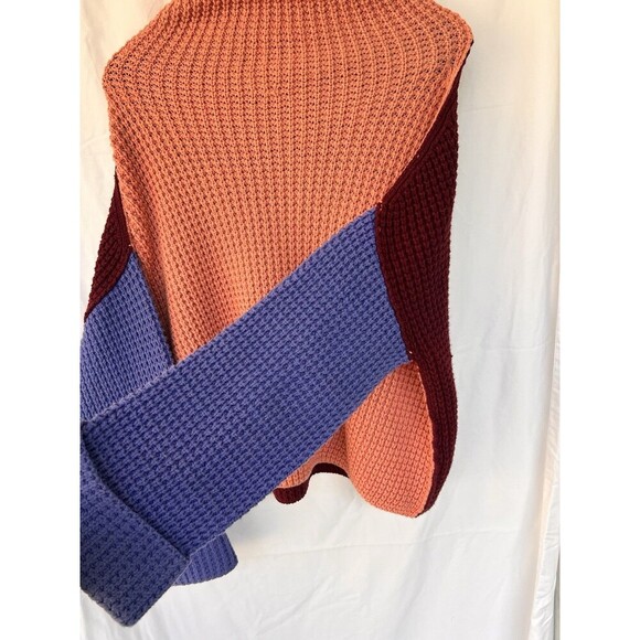 Free People Park City Colorblock Chunky Waffle Knit Oversized Sweater Size XS - Picture 7 of 9